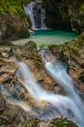 Slovenia, Triglav National Park. Soca River waterfall and rapids. Art Print